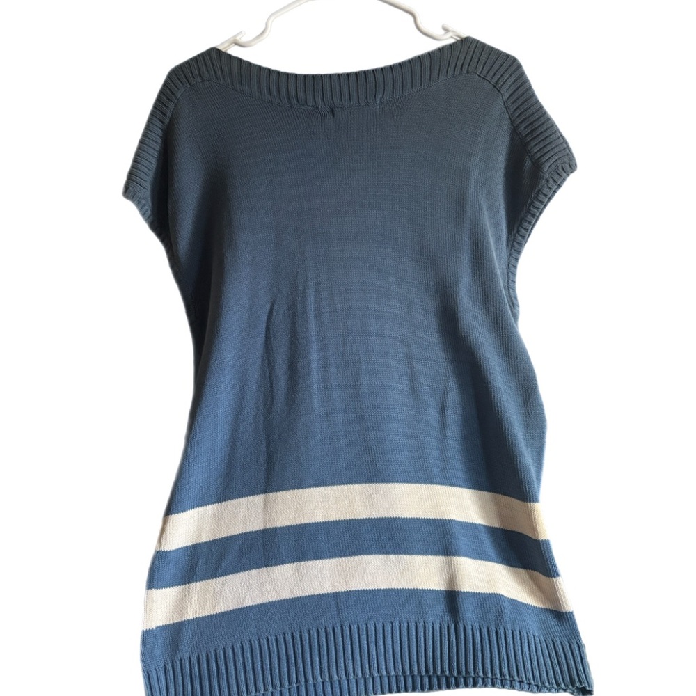 Yves Saint Laurent Blue and White Crew Neck Sweater - Picture 2 of 3